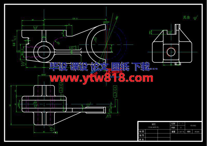 CA6140车床拨叉831002课程设计CAD图纸