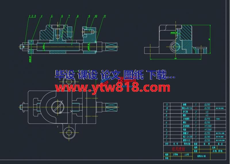 机用虎钳装配图CAD图纸(装配图+零件图)