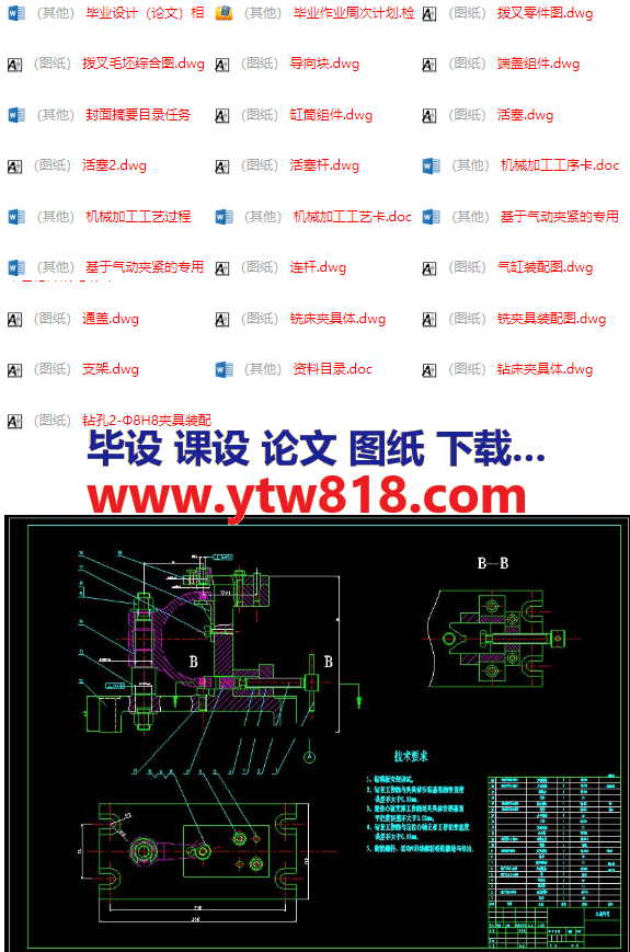 拨叉零件气动夹紧专用夹具设计（论文+CAD图纸+工序卡+过程卡……）