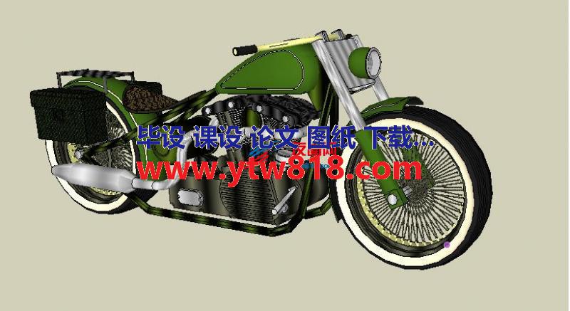 机械化摩托车军绿色SU模型(1.83MB)
