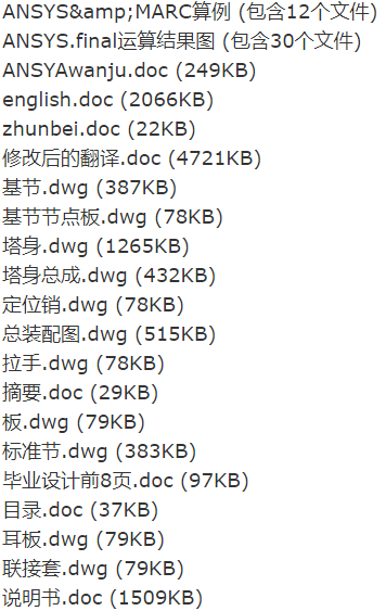 fzq165动臂式塔式起重机塔身有限元设计（包含的资料请看截图）     备注：此份资料不含三维模型