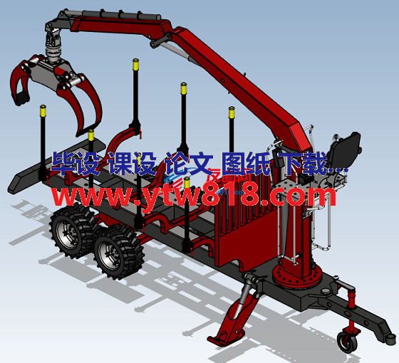 圆木抓起装载车结构3D图纸 Solidworks设计 附STP格式