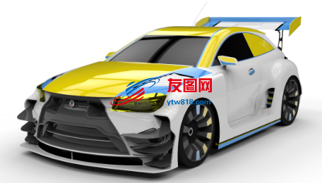 跑车轿车汽车模型3D图纸 STEP格式