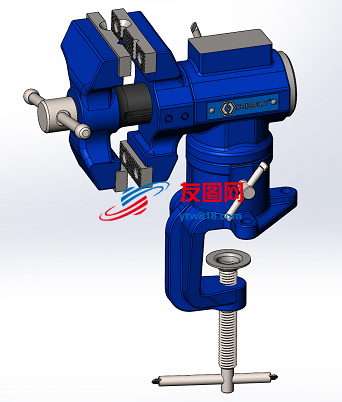 旋转台式虎钳3D数模图纸 Solidworks设计 STEP格式