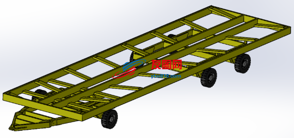 重型货车拖车架3D图纸 Solidworks设计 附STP格式
