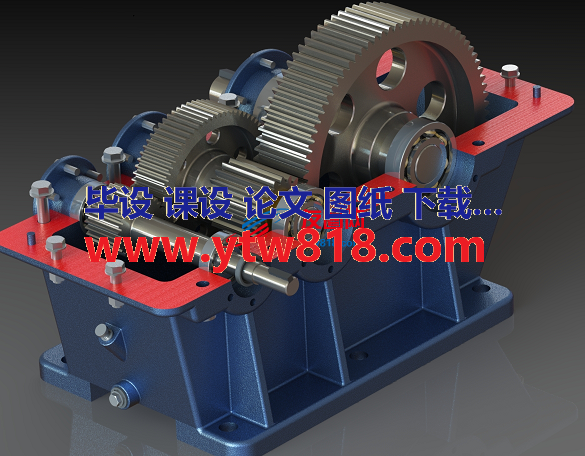 Helical Gearbox渐开线齿轮二级直齿圆柱齿轮箱3D图纸 Solidworks设计