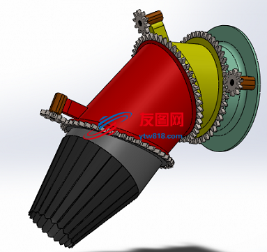 垂直起降调姿喷管简易机构3D图纸 Solidworks设计