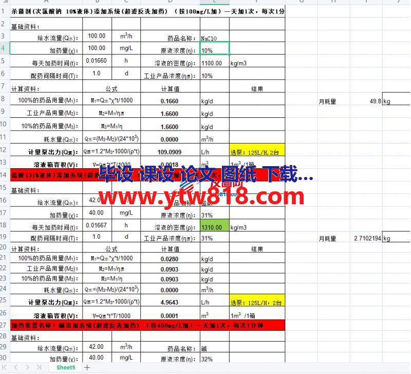 污水站加药量计算书