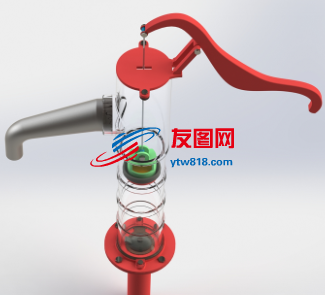 手动水井泵3D数模图纸 Solidworks设计 STEP IGS格式