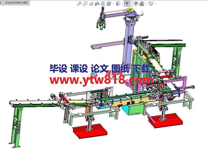 自动化圆环加工生产线3D数模图纸 Solidworks设计