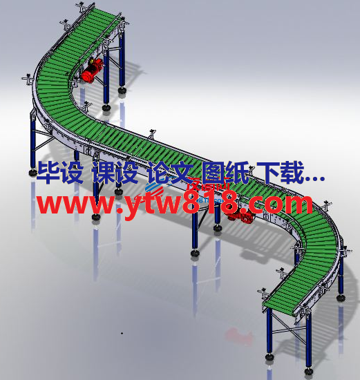 转弯流水线3D数模图纸 Solidworks设计 附STP