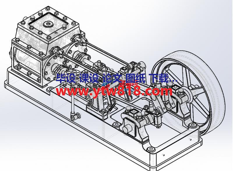 2缸水平蒸汽机三维结构图