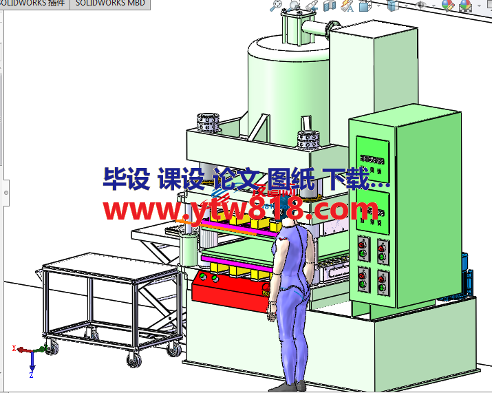 重型800T压制橡胶机solidworks设计