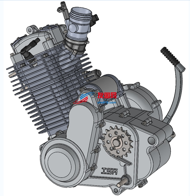 大型单缸摩托车发动机3D数模图纸 Solidworks设计 附ste