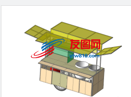 食品街推车三维图