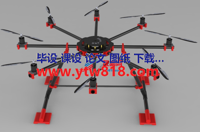 Drone Octocopter八轴无人机简易模型3D图纸 Solidworks设计