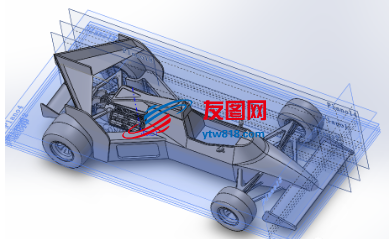 三角尾翼赛车3D数模图纸 Solidworks设计