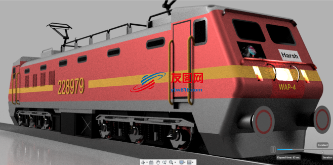 机车火车轨道客车模型3D图纸 STEP格式