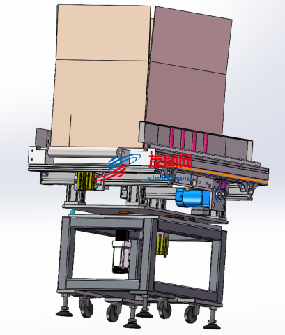 大箱流线滚筒输送机构3D图纸 STEP格式
