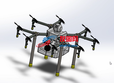 optocopter八旋翼消毒喷雾无人机简易模型3D图纸 Solidworks设计