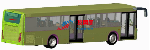 12米公交车模型设计图3D图 CREO设计