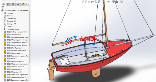 3.4M帆船模型3D图纸 Solidworks设计 附x_t