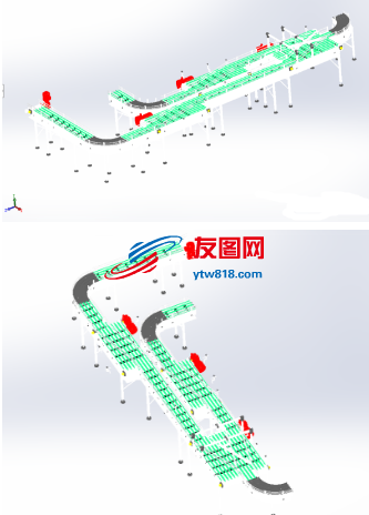 变轨流水线3D数模图纸 Solidworks设计 附STP