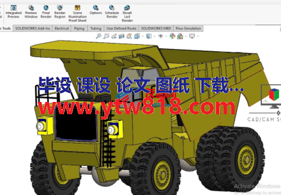 翻斗大卡车工程车辆简易模型3D图纸 Solidworks设计 附STEP