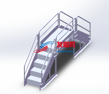 工作平台钢结构楼梯三维图