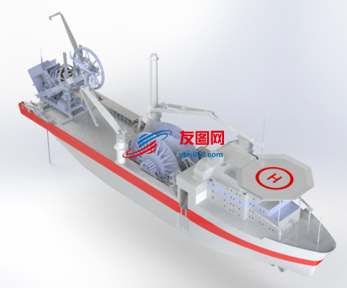 工程船舶模型3D图纸  STP格式