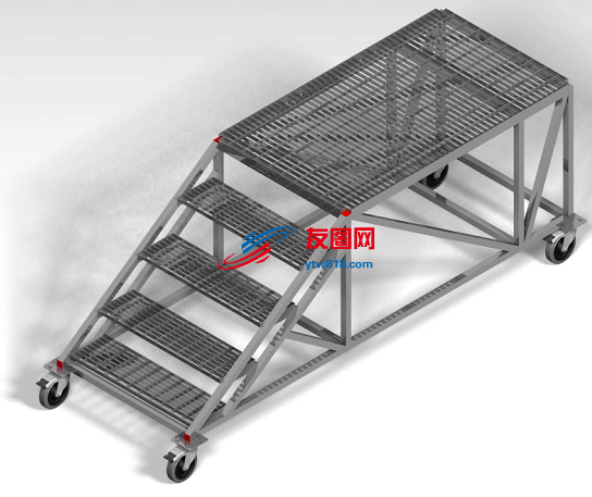 移动式钢结构小楼梯平台3D图纸 STP格式