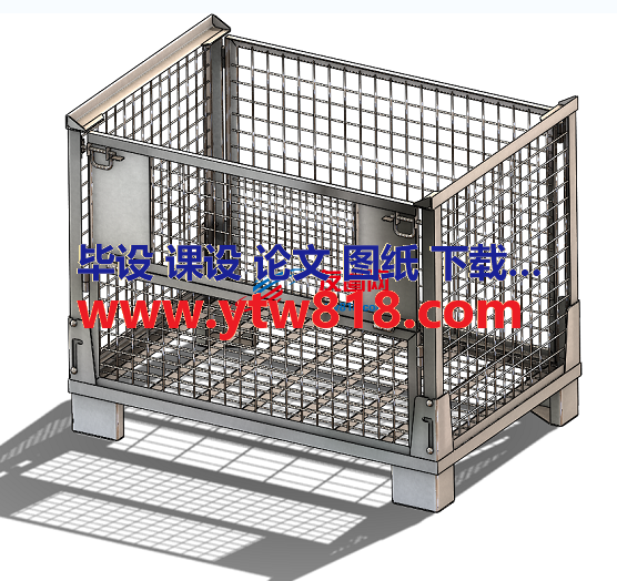 折叠式托盘物料网箱3D图纸 Solidworks设计 附STEP