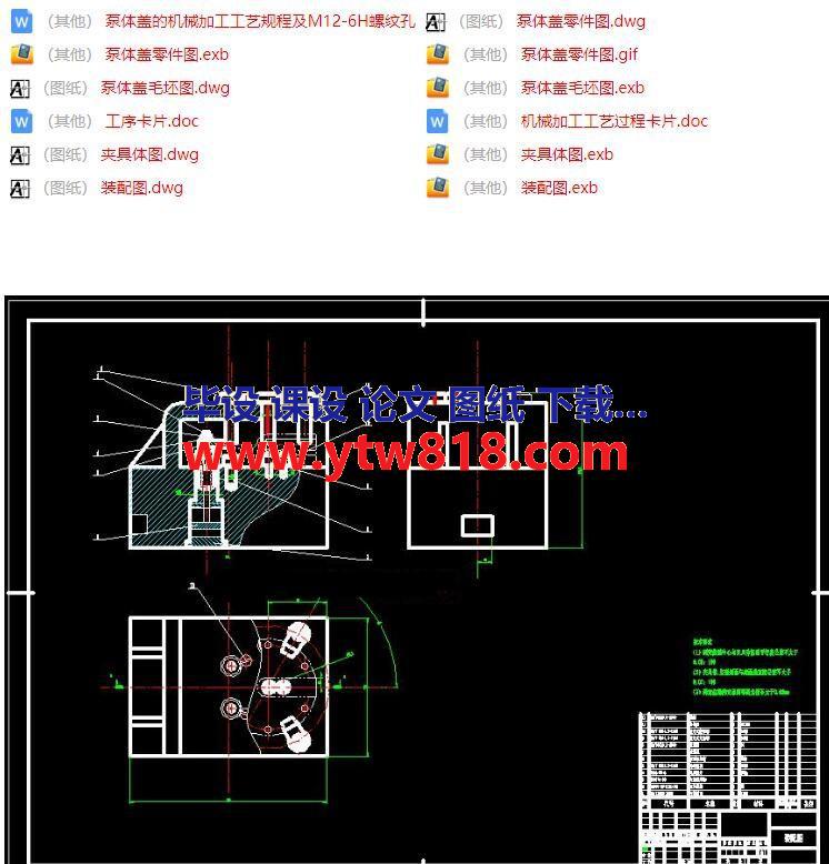 泵体盖的机械加工工艺规程及M126H螺纹孔中的Ф10孔工艺装备设计【说明书+CAD图纸+工序卡+过程卡】