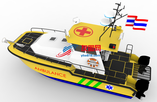 10米救护船3D数模图纸 Solidworks设计