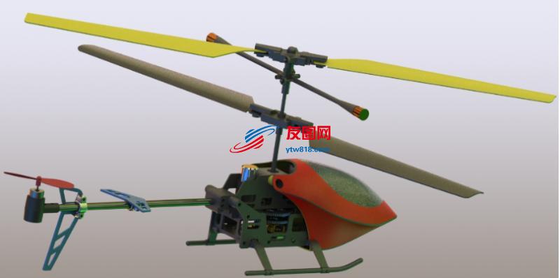遥控直升机简易3D图纸 Solidworks设计