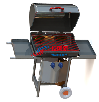 gas grill煤气烤炉架3D数模图纸 Solidworks设计