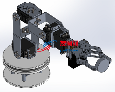 简易五自由度机械臂3D图纸 Solidworks设计