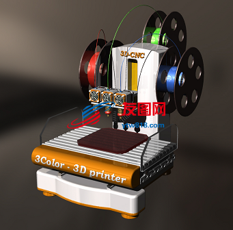 -三色3D打印机3D模型图纸 STP格式
