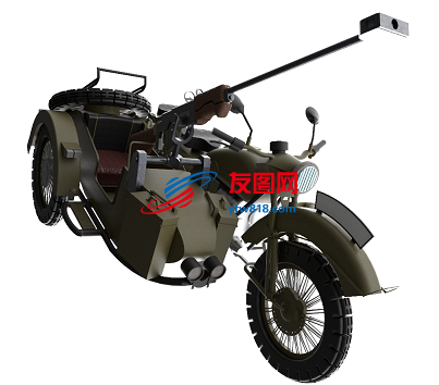 MI-URAL战斗侧三轮摩托车模型3D图纸 STEP格式