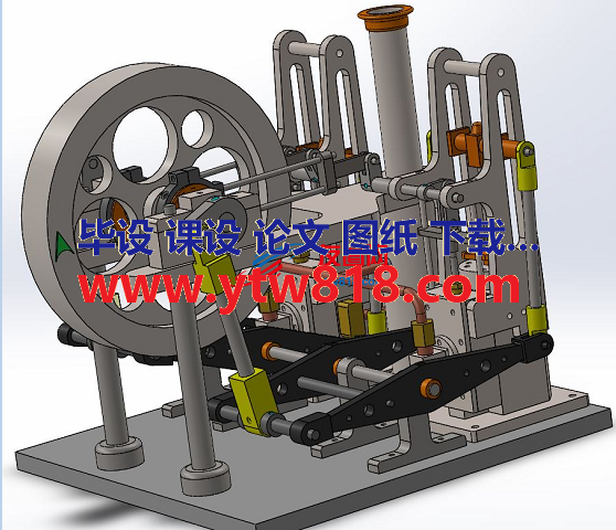 双缸双面梁蒸汽机3D数模图纸 Solidworks设计 附工程图