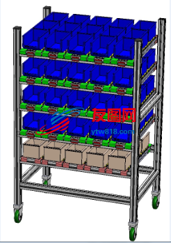 移动式货架3D数模图纸 Solidworks设计 附IGS