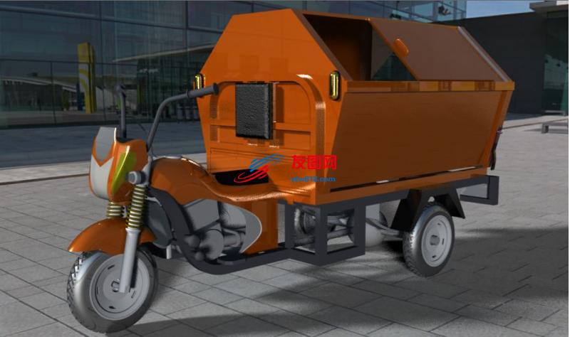 三轮摩托垃圾车模型