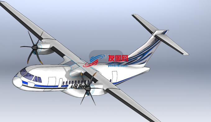 ATR-42型支线飞机三维建模图纸 solidworks设计