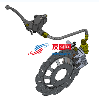 踏板车前制动器结构3D图纸 Solidworks设计 附STEP