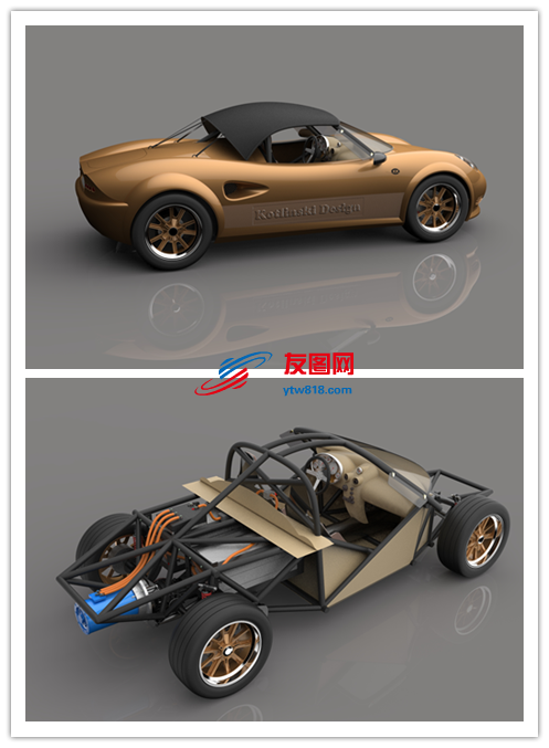 跑车汽车造型模型3D图纸 STP格式