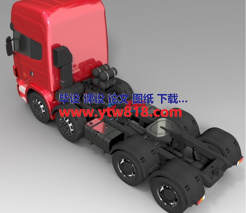 V8 8x4大卡车头模型3D图纸 STEP格式