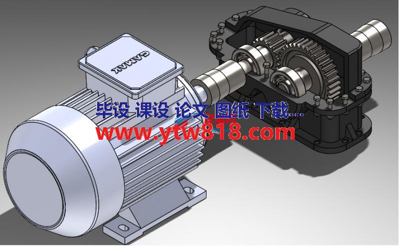 一级圆柱减速齿轮箱3D图纸 Solidworks设计