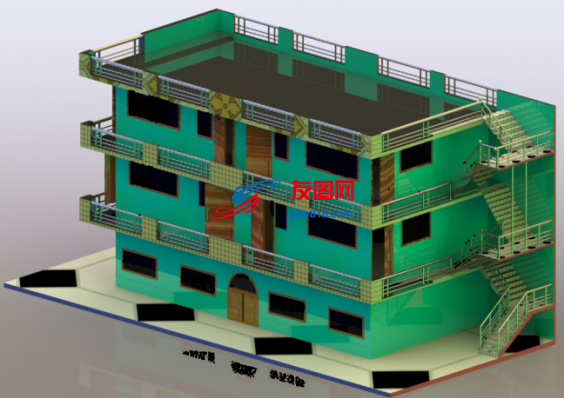 居家青年旅馆 (Hostal House)大楼模型3D图纸 Solidworks设计