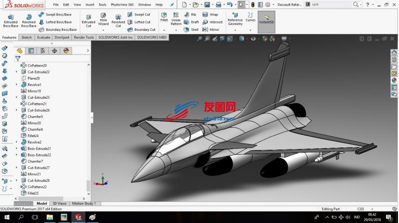 dassault喷气式战斗机模型3D图纸 Solidworks设计