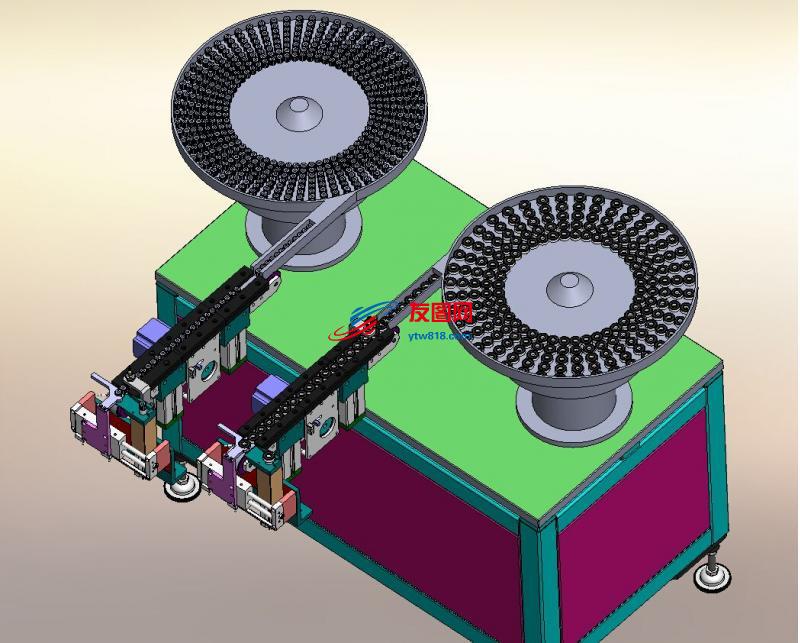 齿轮和轴承双振动盘送料分机构图SW